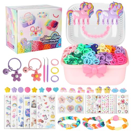 LIAILA Loom Bänder Set für Kinder 1000pcs 2026 Upgraded Soft Loom Bänder Haargummis Mädchen Armbänder selber machen mit Zubehör Bastelset Kinder ab 6 Jahre, Mädchen Geschenke 6 7 8 9 Jahre