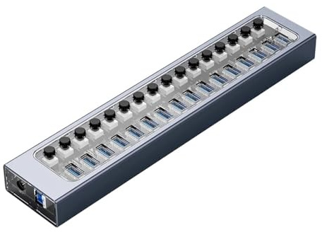 Industriale 7/10/13/16 Porte USB 3.0 Hub Espansione Multipla Splitter For Prese On/Off Interruttore A Chiave Dock Caricatore Adattatore Di Alimentazione(16 USB)