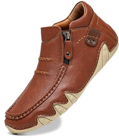 Botines ortopédicos para hombre para senderismo, camping, tacón bajo, diseño de deslizamiento, para invierno, marrón, 40 EU