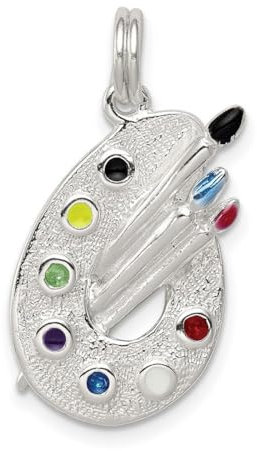 JewelryWeb 925 Sterling Silver Solid Textured Paintbrush Charm 21x15mm Wide Pendant Necklace for Women