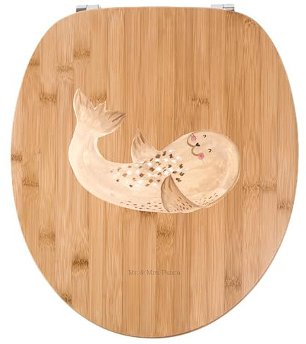 Mr. & Mrs. Panda Motiv WC Sitz Robbe Liegen - Geschenk, WC-Sitz, lustige Sprüche, Ostsee, Toilettendeckel, Tiermotive, Klodeckel, Klobrille, Seehund,