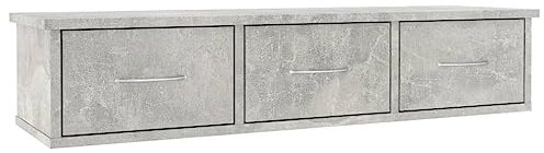 vidaXL Scaffale con Cassetti a Parete Robusto Salvaspazio Moderno Elegante Mobile Pensile Armadietto Grigio Cemento 88x26x18,5 cm in Truciolato
