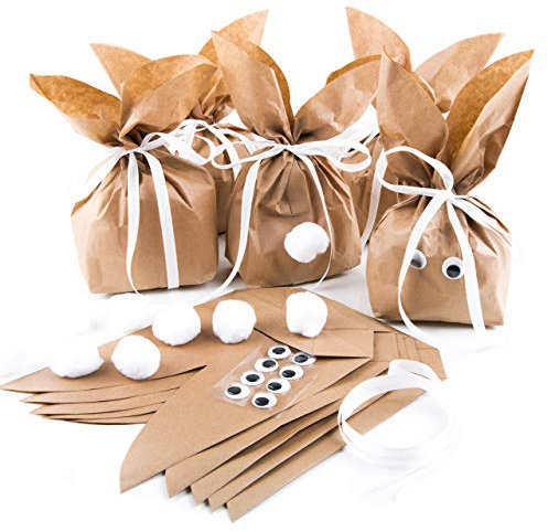 Logbuch-Verlag 10 x Osternest zum Befüllen Osterhasen Papiertüten aus Kraftpapier braun weiß Ostergeschenk Verpackung