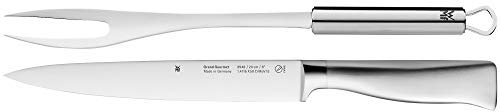 WMF BBQ Grillset 2-teilig, Tranchierbesteck aus Fleischmesser und Fleischgabel Edelstahl, Grillbesteck für Steak, Fisch, Gemüse, Cromargan Edelstahl