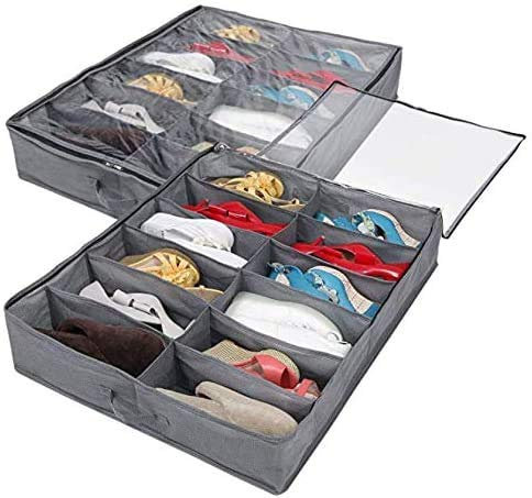 Organizzatore Scarpe Sottoletto, Tessuto Pieghevole Organizer per Riporre Le Scarpe Sotto Il Letto (2 Pezzi)