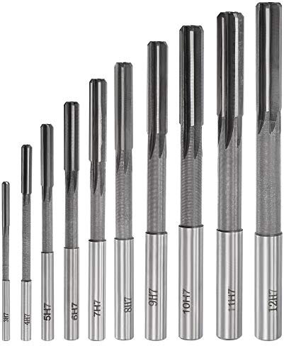 sourcing map Chucking Reamer Set Lathe Machine Reamer Straight Flute Milling Cutter High Speed Steel H7 Tolerance (3mm 4mm 5mm 6mm 7mm 8mm 9mm 10mm 11mm 12mm) 10pcs