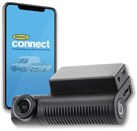 Ring Automotive RSDC4000 Smart Dash Cam ultra sottile e compatta con GPS WiFi Full HD 1440p 30 fps G-Sensor Ring Connect App fotocamera anteriore auto dashcam posteriore compatibile, nero