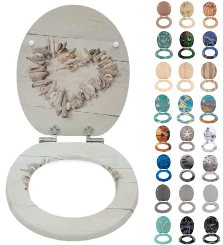 SINOBATH WC-Sitz Mit Absenkautomatik, Hochwertige Und Stabile Antibakterieller Toiletten, MDF Holzkern, Stabile QualitäT, Einfache Montage Wc Deckel Klobrille (Stone Hear)