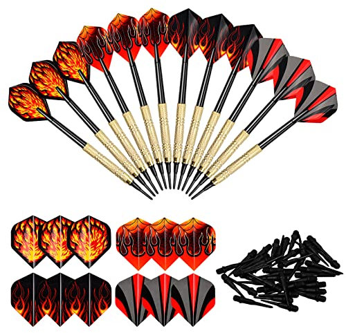 Jinlaili Dartpfeile mit Kunststoffspitze, Dartpfeile Softdart, Dart Pfeile für elektronische Dartscheibe, 12 × Soft Dartpfeile mit 12 Extra Flights, 100 Extra Tips