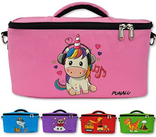 PUNALU Tasche für Toniebox, Platz für 30 Tonies, Ladegerät und Kopfhörer Toniebox Tasche (Einhorn rosa)