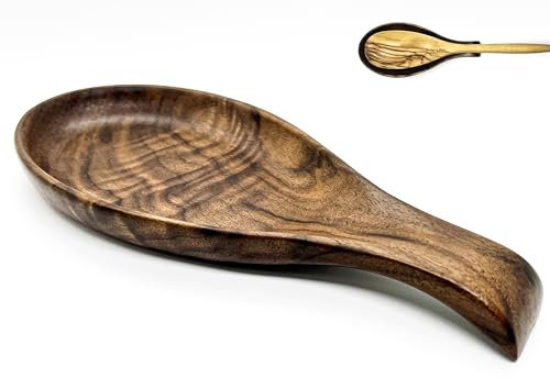 Poggia Cucchiaio In Legno, Poggia Mestoli da Cucina, Mestolo Cucina, Poggiamestolo per Conservare Utensili da Cucina, Spatole, Cucchiai, Cibo(Noce nera)
