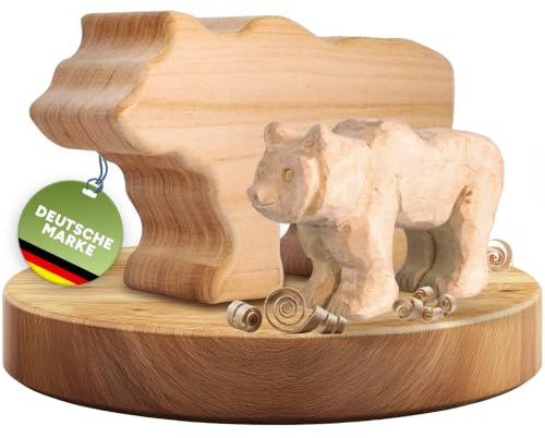 HOLZHELD Schnitzholz Rohling 1 großer Bär 11,5x7x3,5cm | Lindenholz-Holzblock gefräst inkl. Anleitung (E-Book) DIY Schnitzen für Kinder und Erwachsene