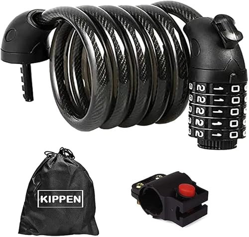 Kippen 2012X - Cavo Antifurto per Bici con Combinazione a 5 cifre. Lunghezza: 180 cm.