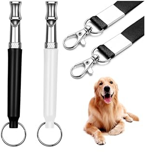 2 Pack Dog Whistle, Dog Whistles for Recall, Ultrasonic Stop Barking Silent, Adjustable Dog Training Whistle, with Lanyard