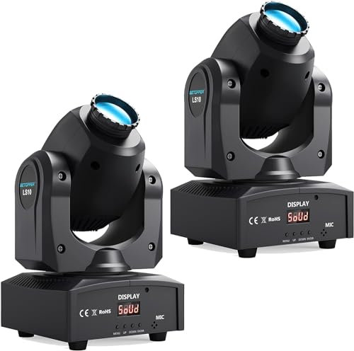 BETOPPER Cabeza Móvil LED RGB, Foco DJ con DMX y Modo Auto/Sonido - Luz Estroboscópica para Escenarios, Bares y Hogar (2P)