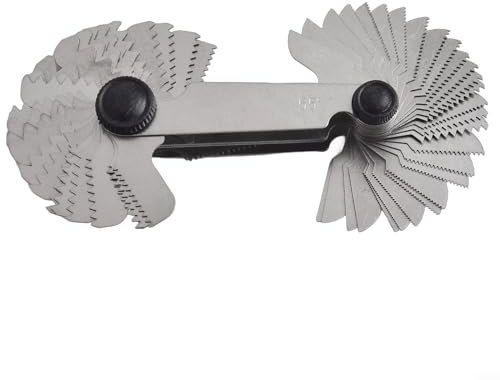 EXTRWORY 58-teiliges Gewindelehren-Musterset Edelstahl Gewindelehre Metrisch Gewindeschneidelehre Schablonenlehre Kerbendesign Galvanikprozess