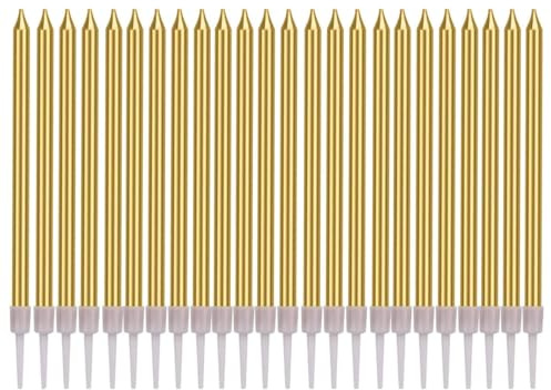 Vintree Candele Torta di Compleanno 24 Pezzi Torta Sottile Candele in Supporti per Matrimonio Compleanno Baby Shower Decorazione per Feste