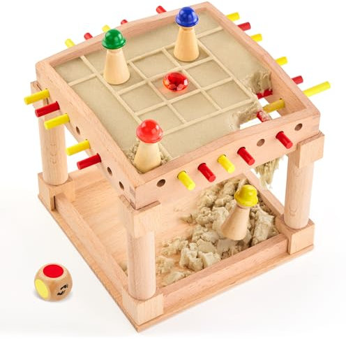 Montessori Spielzeug ab 4 Jahre, Treibsand Spiel, Würfelspiele ab 4, Kinderspiele aus Holz, 2-4 Spieler Gesellschaftsspiele Brettspiel für Kinder ab 3 4 5 6 Jahren
