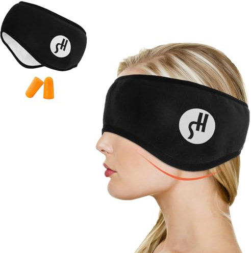 OATIPHO Soundproof Sleep Ear Muffs, Includes Sleeping Mask and Noise Reduction Ear Plugs, Eye Muffs Warmer Headband Winter Eye Wrap Soft Cover for Men Women