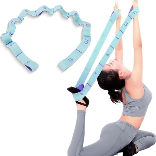 Bande d'étirement de yoga avec 11 boucles, bandes élastiques de résistance pour fitness, pilates et gymnastique