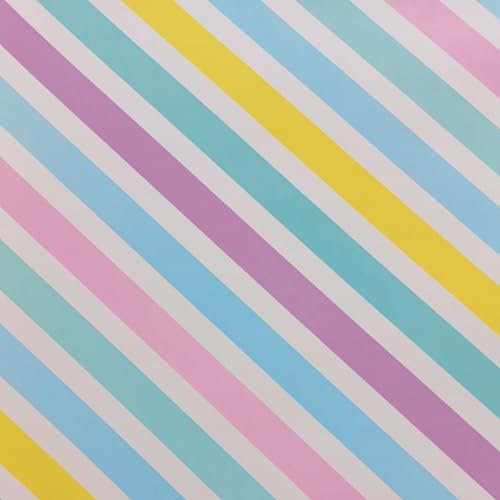 Geschenkpapier 70cm x 2m Rolle mit pastellfarbenen Streifen - Verpackungspapier bunt diagonal - Geschenkpapierrolle für Geburtstag Ostern Party Babyshower Hochzeit - modern & stilvoll
