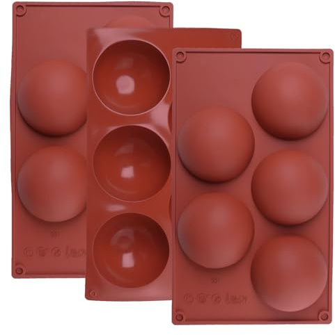 3 Piezas Molde de Silicona Extra Grande de 5 Cavidades y Semiesfera, Moldes Semiesfera de Chocolate de Media Esfera, Molde Silicona Media Esfera para Hornear Chocolate, Mousse de Cúpula, Pudín