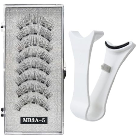 Magnetiska ögonfransar - 3D-lösögonfransar | Set med 8 naturligt rullade magnetiska ögonfransar, set med applikator | Lätt att använda återanvändbara ögonfransar för festlook, födelsedag, skräp