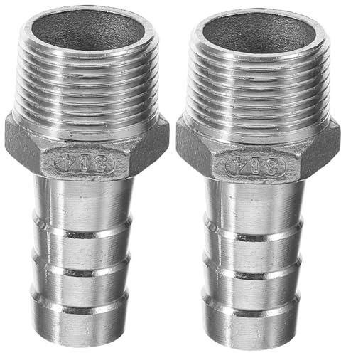 ABOOFAN Raccordi Per Tubi Dell’aria in Acciaio Inox 2 Pezzi Filettatura Esterna, Raccordo Dritto Per Gas e Acqua, Connettore Rapido Per Impianti Idraulici e Camper, Installazione Diretta Semplice e