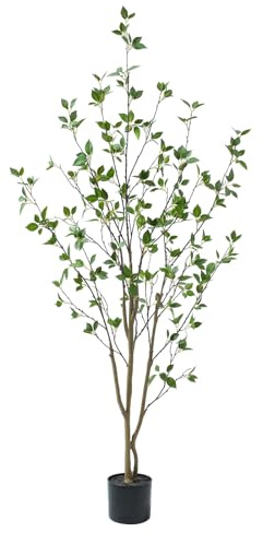 VerdantLife 5ft UV-Resistant Artificial Citrus Tree, 60in Minimalist Faux Tree with Lifelike Leaves & Realistic Trunk Texture, Fake Plant Ideas for Home, Office, Living Room, Bedroom Corner Decor.