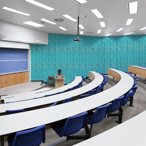 1-Pack Weathered Turquoise Acoustic Wood Panels for Wall, 94.5x12.6 Soundproof Wood Slat Panel for Wall and Ceiling, 3D Fluted Sound Absorbing Paneling for Interior Wall Decor, Office, Study Room