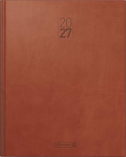 BRUNNEN Buchkalender Mod. Manager Wt 7 weektimer 2027 | 210×260 mm, Kunstleder, braun | 21×26 cm, Kunstleder, braun