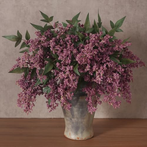6Pcs 17Lifelike Artificial Nandina Berry Stems for Vase Decor(Dusty Plum)