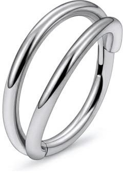 LAURITAMI Piercing Naso Titanio 18G, Doppio Anello Orecchini Naso, Cerchio Nasale in Titanio 8 mm, Gioielli per Piercing Trago, Septum, Helix, Cartilagine, Labbra e Ombelico
