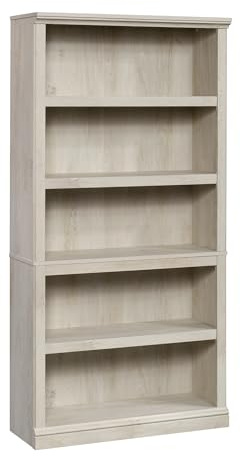 Sauder 5 Tier Book Shelf Wooden Bookcase Multipurpose Bookshelf for Home Office, Living Room, in Chalked Chestnut