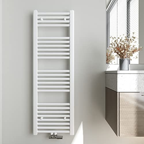 Heilmetz Badheizkörper 120 x 40 cm Weiß Handtuchtrockner 427 Watt Leistung Heizkörper Bad Mittelanschluss Handtuchheizkörper
