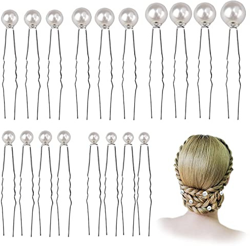 18 Pezzi Capelli con Perlé a Forma di U, Perla da Sposa Fermaglio Capelli, Forcina con Fiore di Perle Dello Sposo, per la Decorazione di Nozze, Copricapo da Sposa, Arrangiamento di Scene