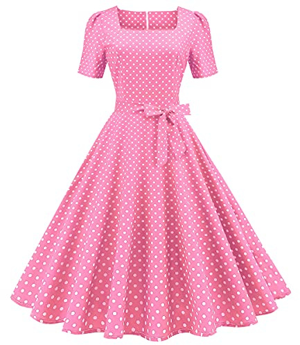 Odizli 1950s Dresses Women Vintage Rockabilly Short Sleeve Polka Dots A Line Swing Midi Dress Cocktail Party Evening Prom Gown