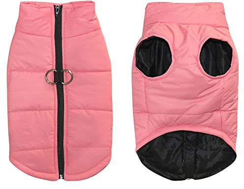 FEimaX Hundejacke Hundemantel wasserdichte Hunde Winter Warm Mantel für Kleine Mittlere Große Hunde Regenmantel Welpen Gepolstert Puffer Weste Haustier Kleidung Rosa Kirschblüte