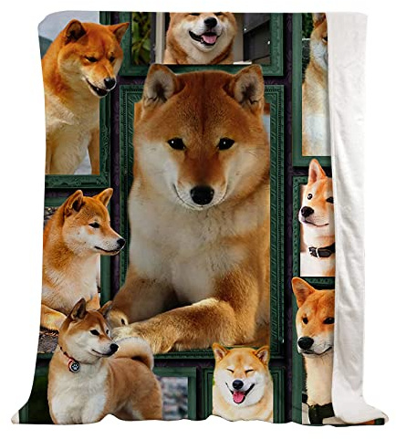 Kuscheldecke Flauschig Gelbe Shiba Inu Kinder, Warme Flanell Fleecedecke Wohndecke Sofadecke, Weiche Plüsch Decke Blanket Für Kinder Erwachsene, Wendedecke Wolldecke Tagesdecke 220x240 XXL