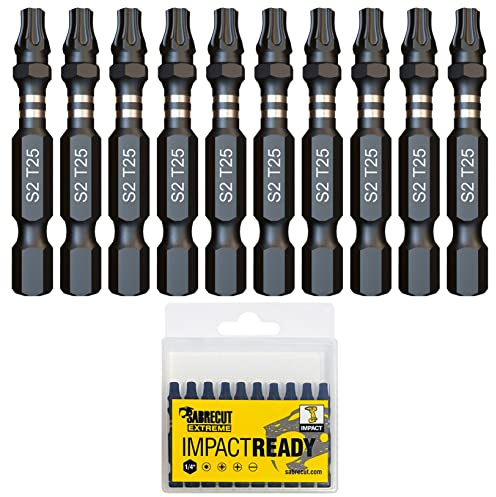 SabreCut 10pcs SCTX2550_10 50mm TX25 T25 Impact Schrauberbits Robust | Geschmiedete Präzisionsspitzen und wärmebehandelter Torsionsstahl verbessern Schlagfestigkeit und Haltbarkeit