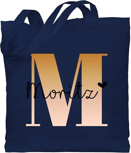 Geschenk mit Namen personalisiert by Shirtracer - Baumwolltasche - Initialen - Name und Buchstabe I Geschenk Anfangsbuchstabe