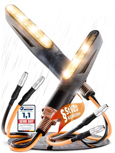 Binego® 4x LED Blinker Motorrad E Geprüft mit Lauflicht LED | Universelle Mini Blinker Moped Zubehör | StVZO konform (2er Set)