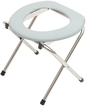 LALAFINA Faltbarer Toilettenstuhl Klappbarer Toilettenhocker Aus Edelstahl Tragfähig Ergonomischer Sitz Für Senioren Und Schwangere Für Reisen Und Outdoor