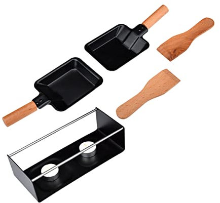 OQHAIR 1 Set Cheese Oven Egg Grill Bread Oven Candle Sets Breakfast Cooking Skillet Nonstick Egg Pan Raclette Spatula Set Baking Tray Stove Cooking Pan Cooking Kitchen utensils Wood Black