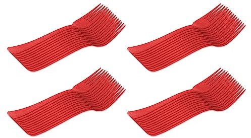 Acan Tradineur - 4 Paquetes de 12 Tenedores de plástico - Material Reutilizable y reciclable - Longitud de 18,5 cm - Color Rojo - Total 48 Uds