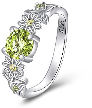 Daisy Ring Größe 17.25 Sterling Silber Daisy Peridot Ring Peridot Daisy Schmuck Geschenke für Damen Mädchen Blumenring (Daisy Peridot Ring)