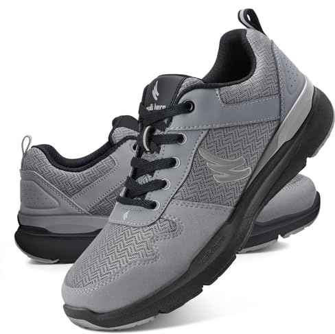 Walking Shoes for Men with Arch Support - Orthopedic Comfortable Sneakers for Plantar Fasciitis - Breathable Non Slip Shoes for Flat Feet & Pain Relief (Grey, 11)