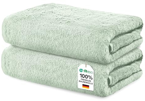 Ôhm Handtuch Baumwolle 50x100 cm Salbei 2er-Set | Kompaktes Format für schnelles Händetrocknen in Küche oder Bad, ohne Fusseln zu hinterlassen.