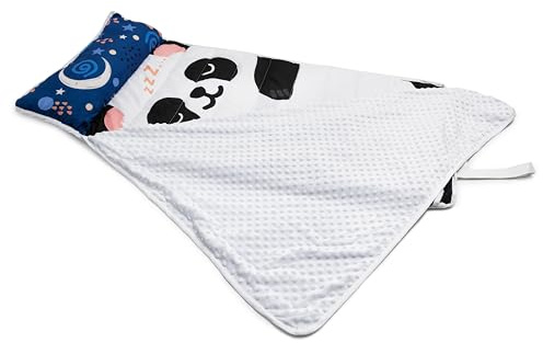 Barnsovsäck panda med kudde | sovsäck för barn | mumie-sovsäck rektangulär lätt & kompakt | 110 x 60 cm