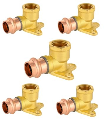 (Pack of 5) EFIELD 1/2 Copper Press Fit x 1/2 Female NPT Drop Ear 90-Degree Elbow Plumbing Fittings, LBP Design,(PRESS019)